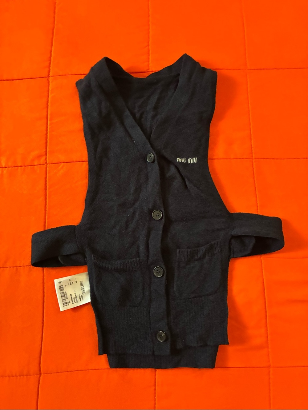 Miu Miu Side open Vest cashmere Navy #38 Used Women